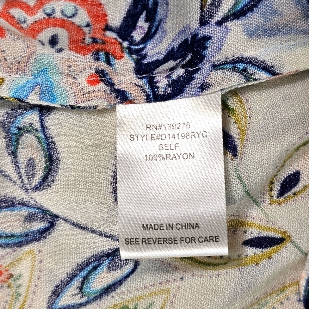Daniel Rainne Pastel Paisley Floral 3/4 Sleeves Casual Office Medium Top - Picture 12 of 12